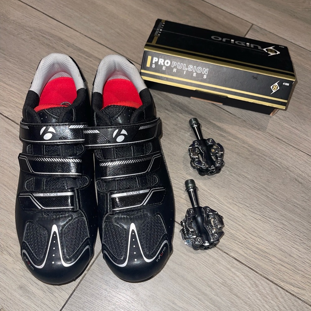 Bontrager race road cycling Cycling Shoes and pro pulsion cycling pedals